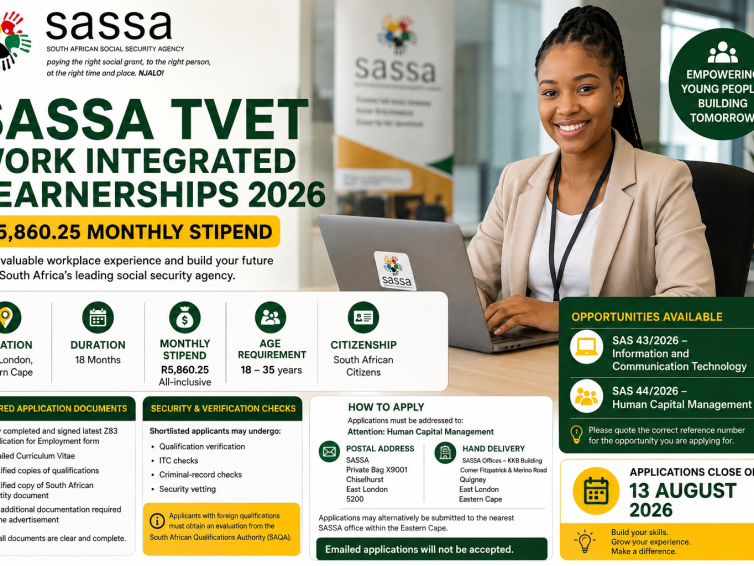 SASSA TVET Work Integrated Learnerships 2026