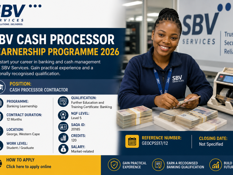 SBV Cash Processor Learnership Programme 2026